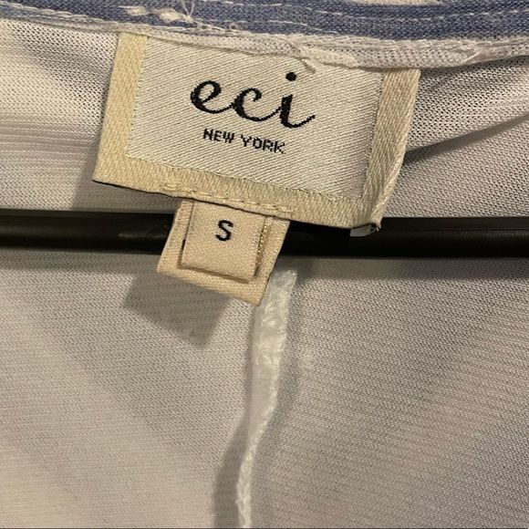 Eci New York Textured Fancy Weave Knit Blue and White Striped Dress - Picture 4 of 6